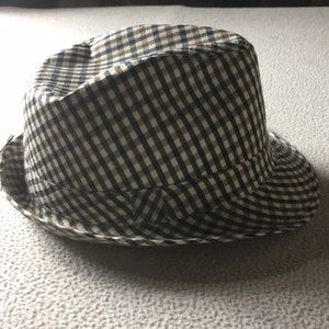 Xhilaration navy and tan plaid fedora NWT